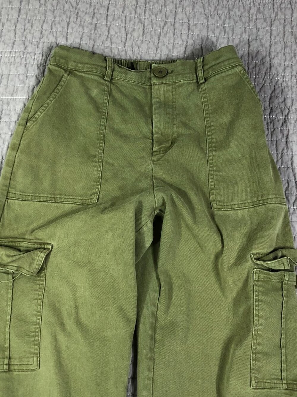 4/$15 Lepunuo Pants Women Medium Olive Green Cargo Utility Army Full Leg - Picture 13 of 16
